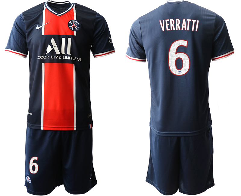 Men 2020-2021 club Paris St German home #6 blue Soccer Jerseys1